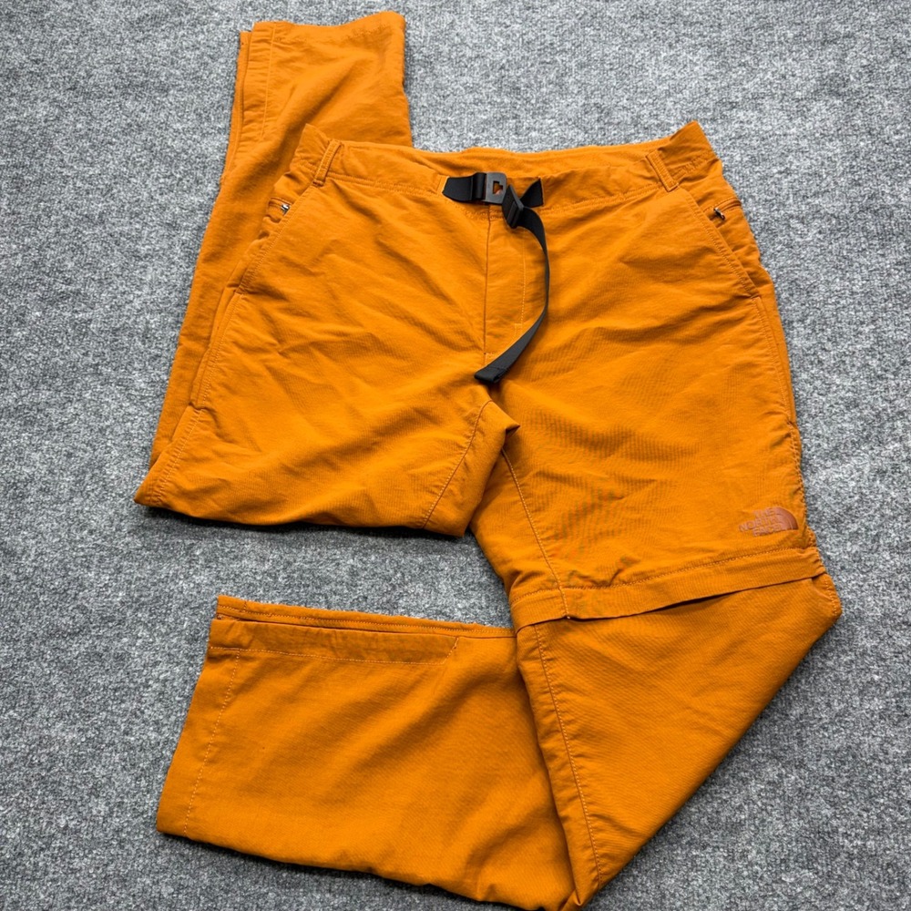 The North Face Mens 34 Convertible Hiking Pants Orange Zip Off Cargo Gorpcore